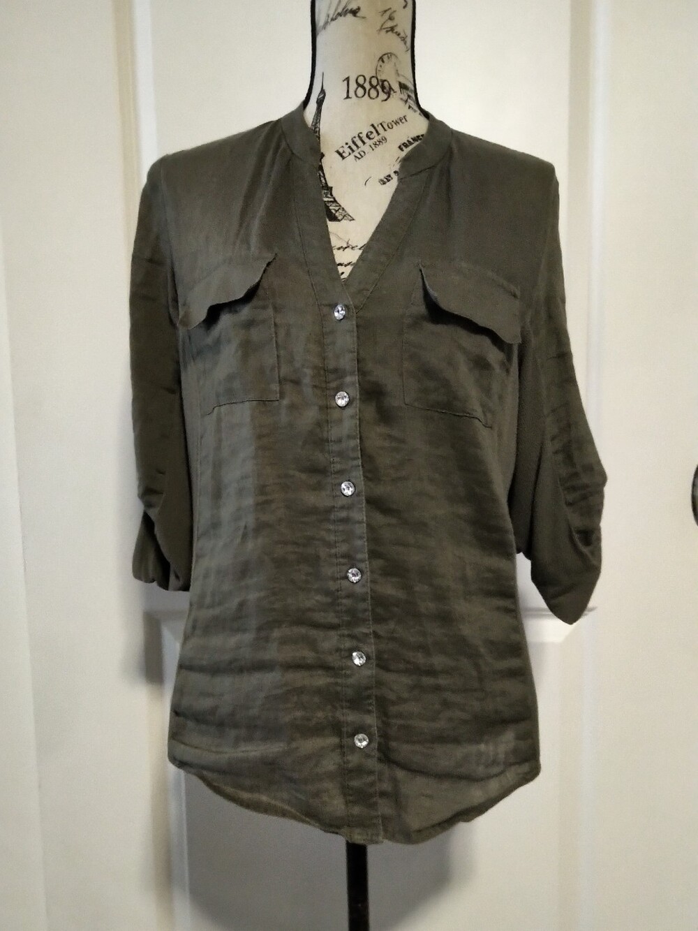 INC International Concepts Green Dressy Top